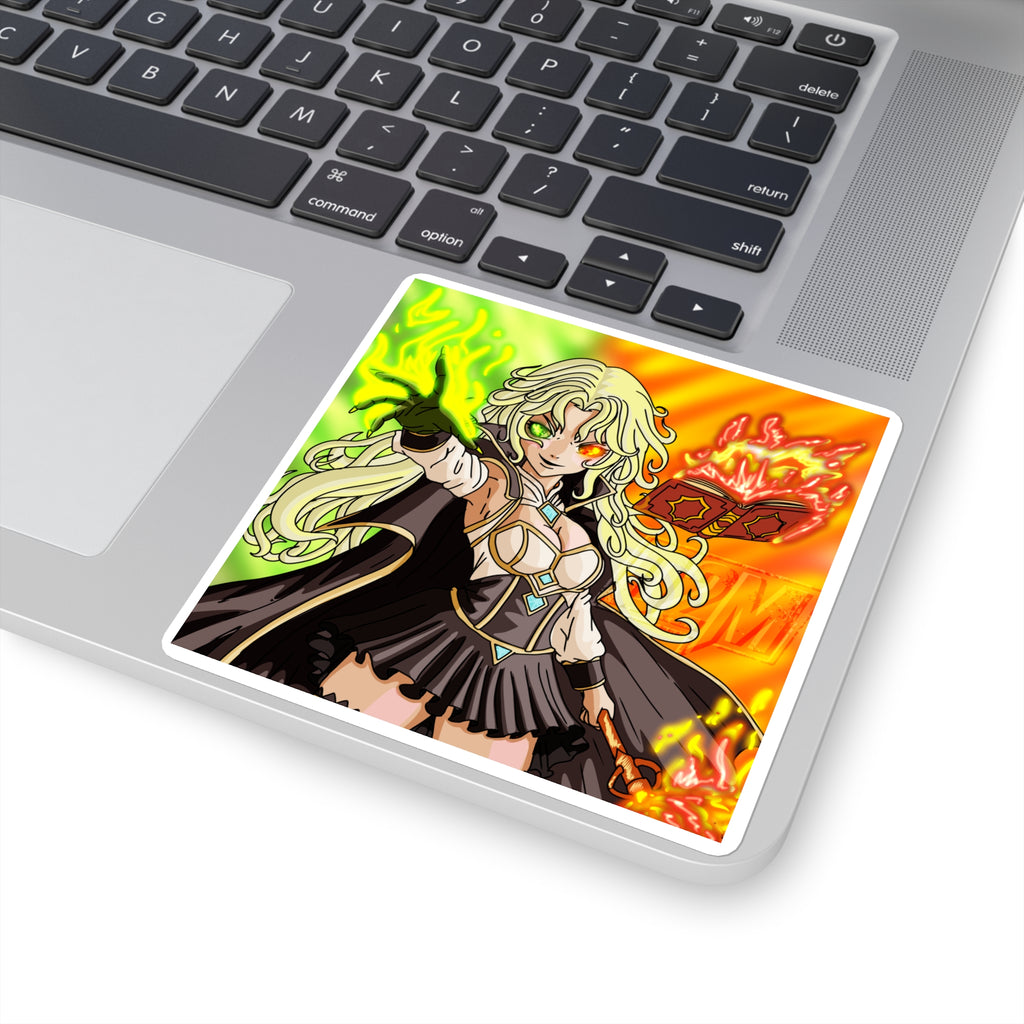 Mage (Fire/Poison) Square Stickers (Multiple Sizes) (Art By: Death2Myself)