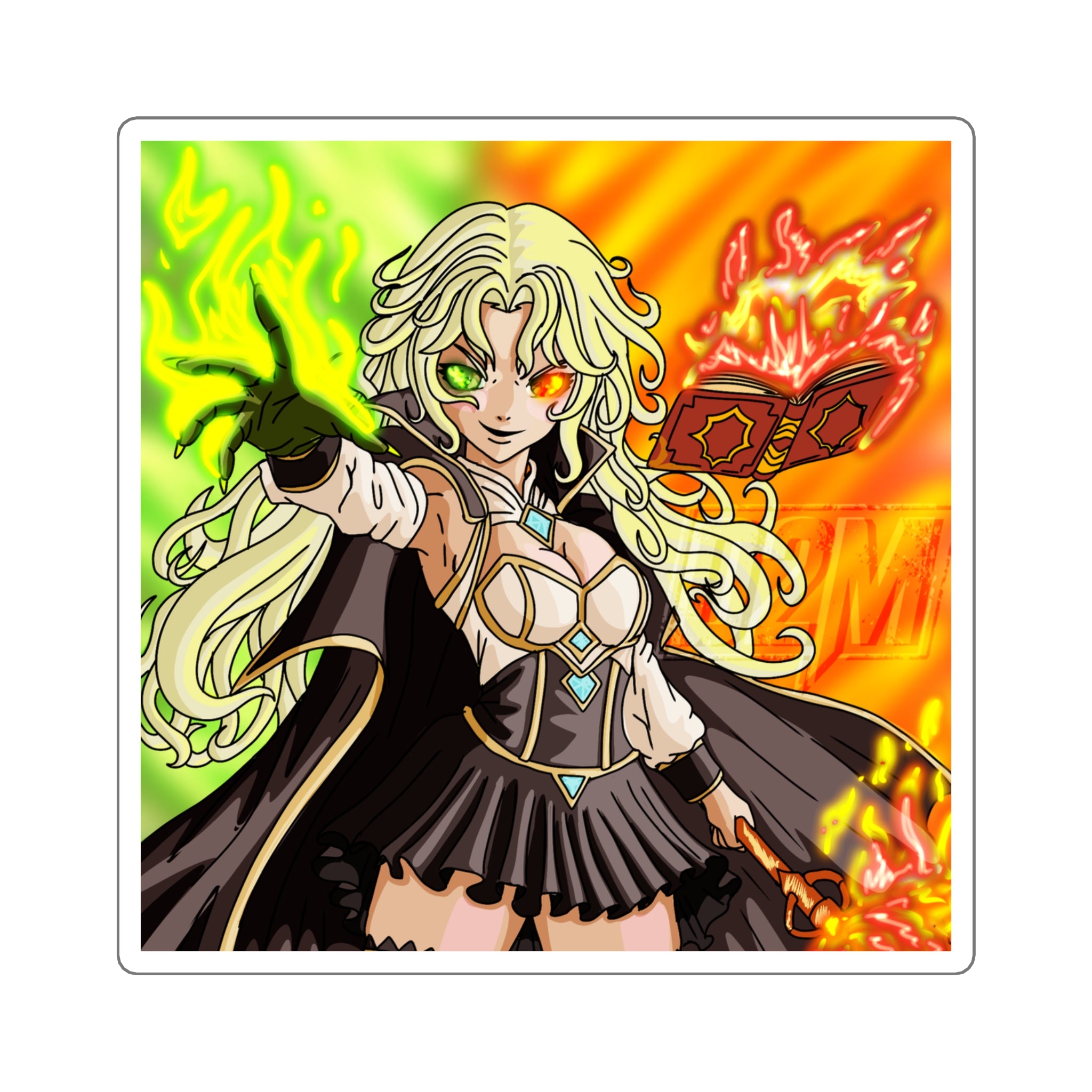 Mage (Fire/Poison) Square Stickers (Multiple Sizes) (Art By: Death2Myself)